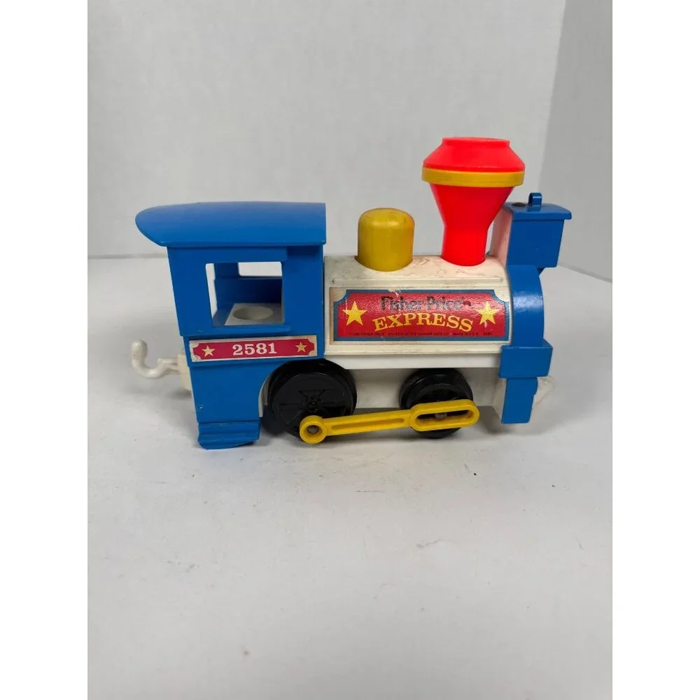 Vtg 1986 Fisher Price Circus Express Train 2581 Whistle Sound Engine‎ Pull Toy